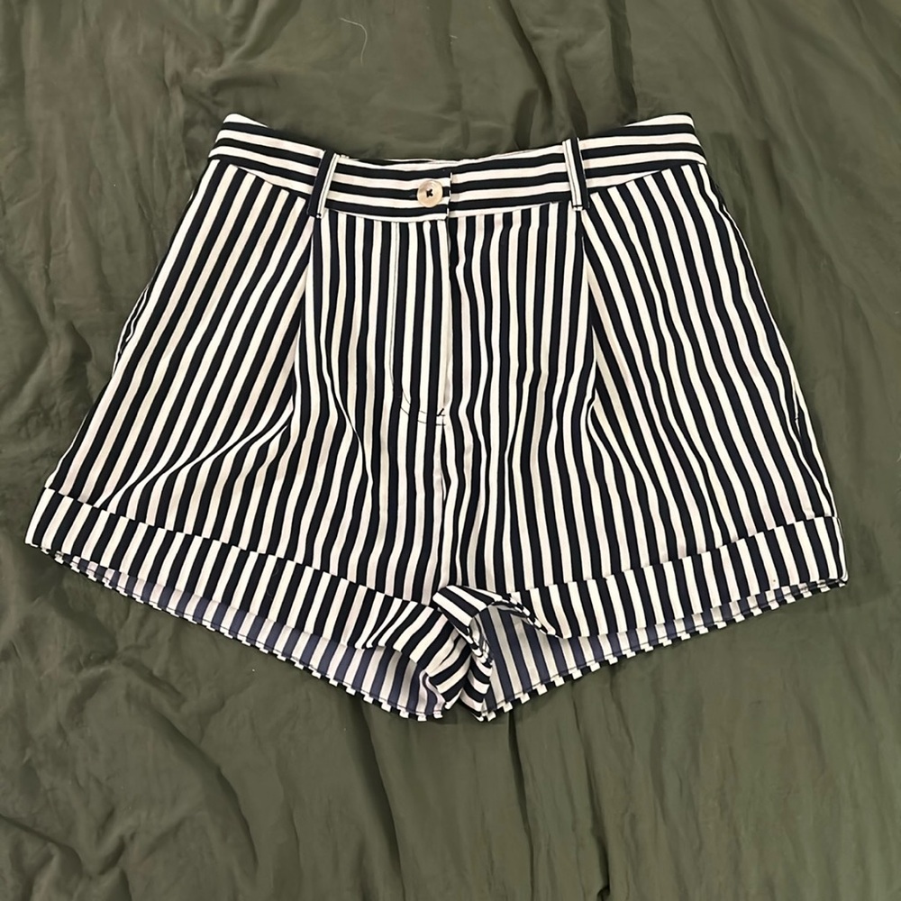 High Waisted Striped Short Shorts